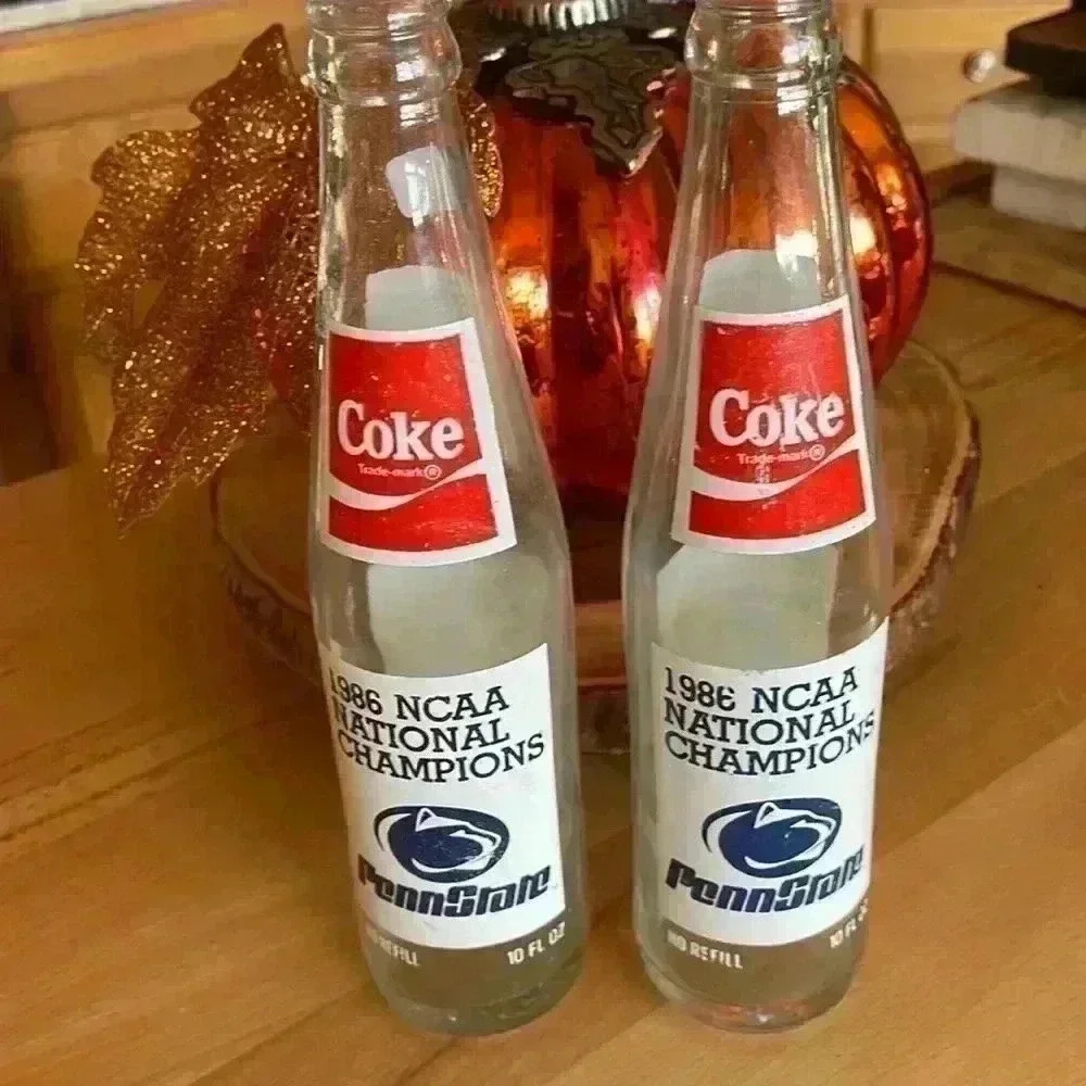 Penn State Coke 1986 NCAA national champion bottles.